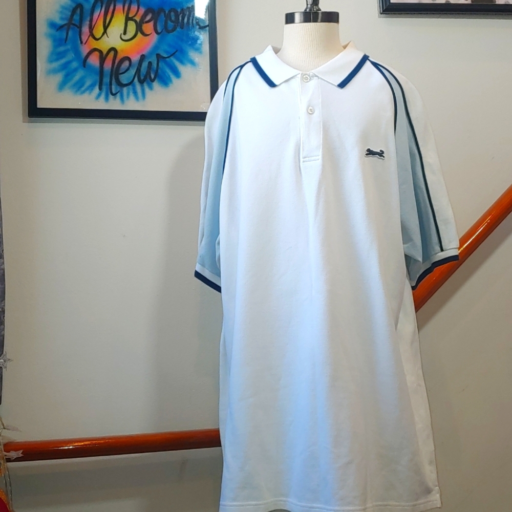 Le TigreVintage Polo Shirt White and Blue Size XL